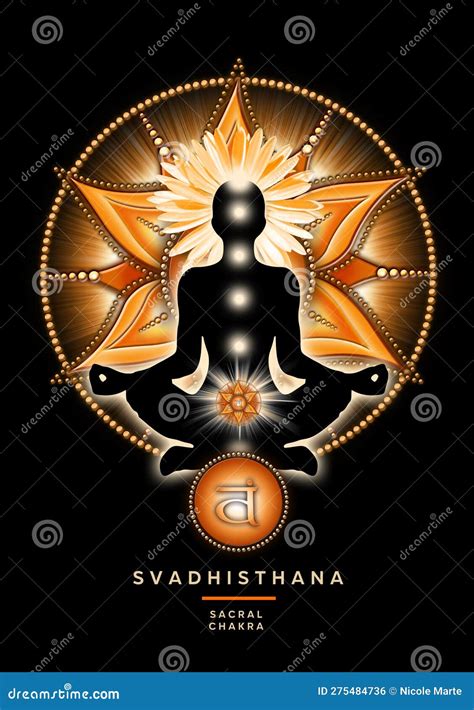 Sacral Chakra Meditation In Yoga Lotus Pose In Front Of Svadhisthana