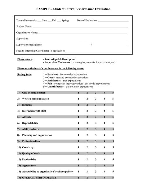 Free Internship Review Forms In Pdf Ms Word Evaluationform Net