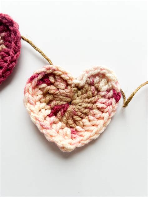 Heart Garland Crochet Heart Banner Pink Heart Bunting Twine Heart