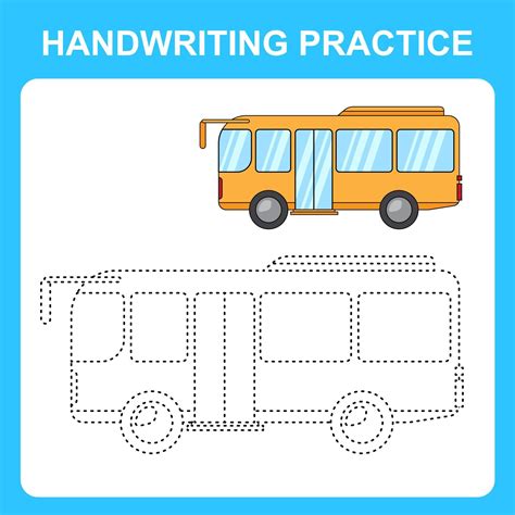 Handwriting Practice Trace The Lines And Color The Bus Educational