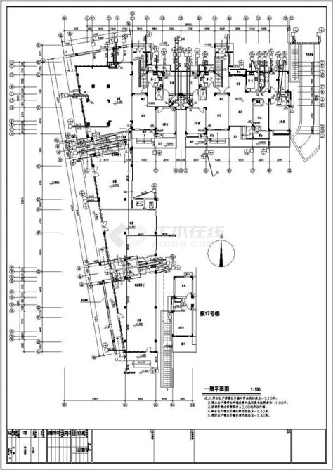 某地长52米 宽363米 61跃层小区15商住楼水施图住宅小区土木在线