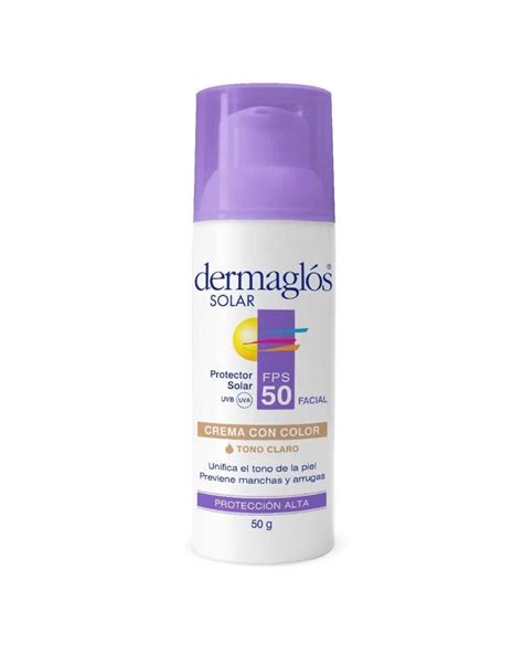 DERMAGLÓS Protector Solar Facial Fps 50 Con Color Tono Claro x 50 gr