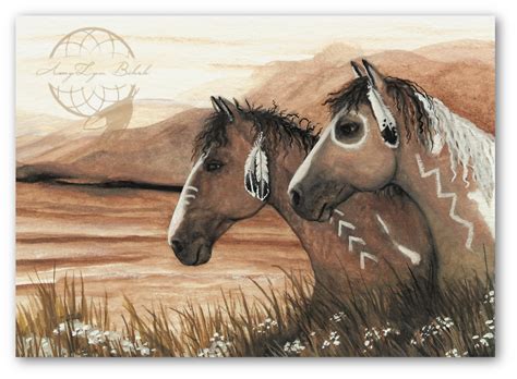 Majestic Horses Buckskin Pinto War Paint Native Feathers