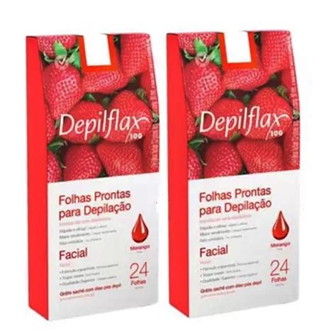 Kit 2 Caixas C 24 Folhas de Cera Depilatória Facial Morango