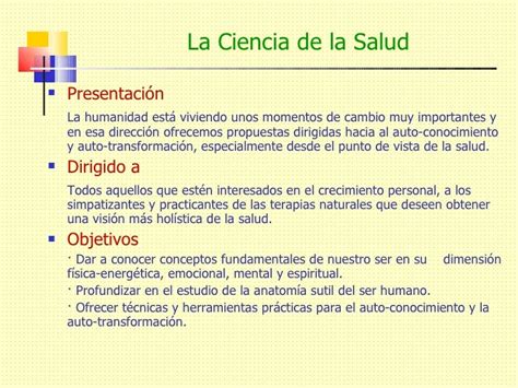 Presentación Del Curso La Ciencia De La Salud