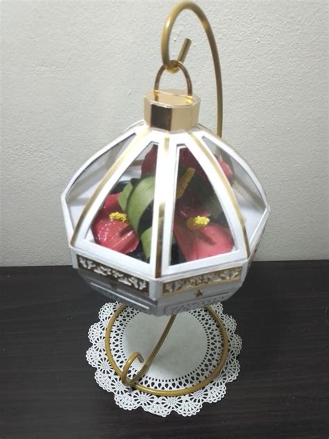 Terrarium Bauble With Pink Anthuriums And Twirly Leaves