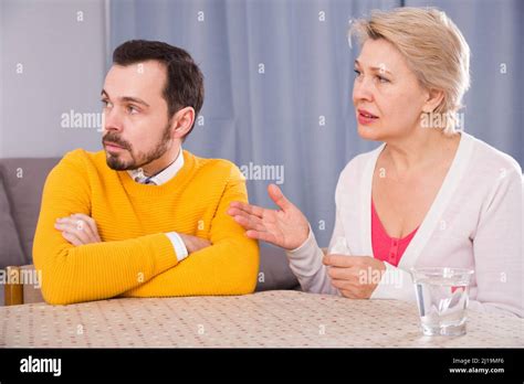 Mature Mother And Son Quarrel Stock Photo Alamy