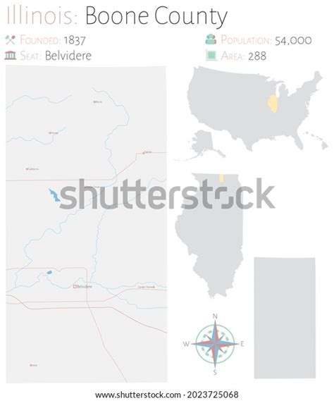 Large Detailed Map Boone County Illinois Stock Vector Royalty Free