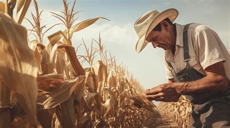 Premium AI Image | A photo of a farmer harvesting corn