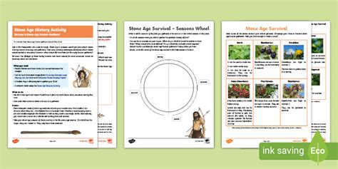 KS2 Stone Age Worksheets Hunter Gatherer Twinkl