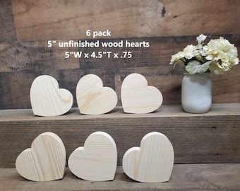 Pack Of Unfinished Wooden Primitive Hearts Made From Solid Lumber