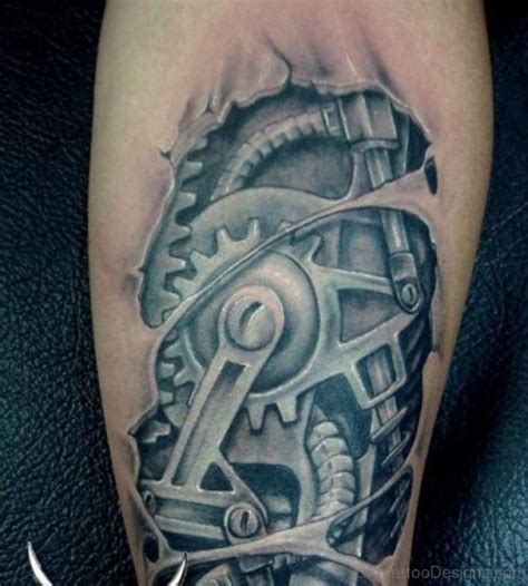 50 Wonderful Biomechanical Tattoos On Leg - Leg Tattoo Designs