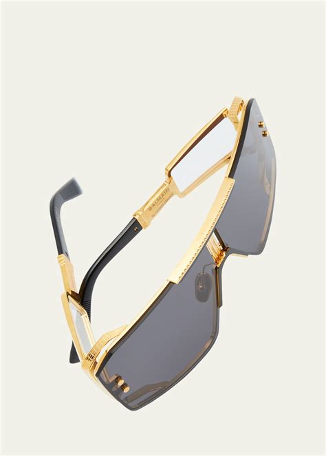 Balmain Le Masque Black Titanium And Acetate Shield Sunglasses Bergdorf Goodman