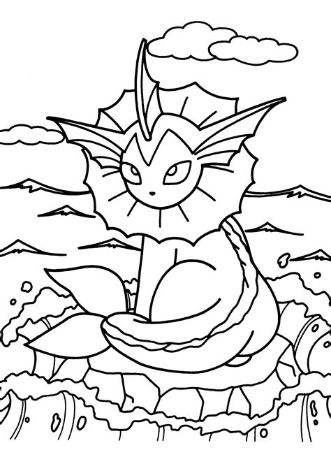 Pokemon Vaporeon Coloring Pages 10 Printable For Free Download