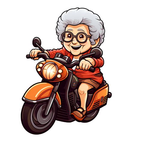 Cute Grandma Riding Motorcycle Clipart Ai Generative 27235682 Png