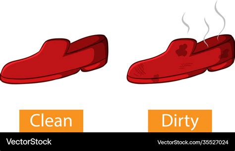 Opposite Adjectives Words With Clean And Dirty Vector Image