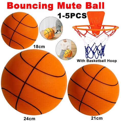 Pcs Bouncing Mute Ball Indoor Silent Basketball With Hoop High