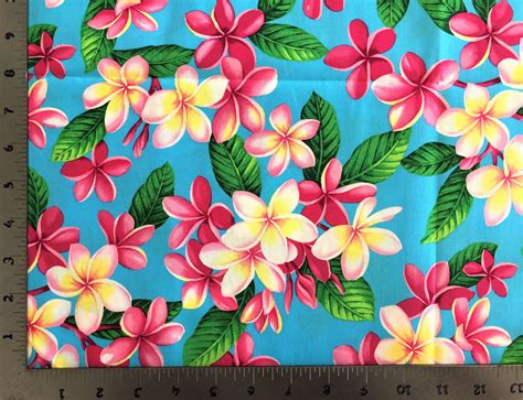 Hawaiian Print Fabric Plumeria Etsy