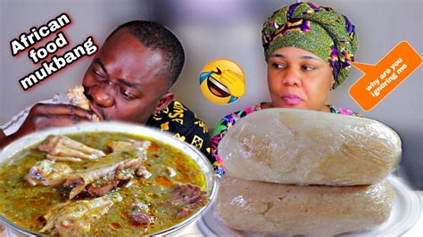 Hilarious Ignoring My Wife Mukprank African Food Mukbang Garri Fufu Banku With Okro Soup