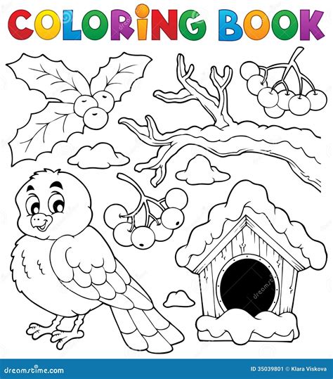 Tema Do P Ssaro Do Inverno Do Livro Para Colorir Ilustra O Do Vetor