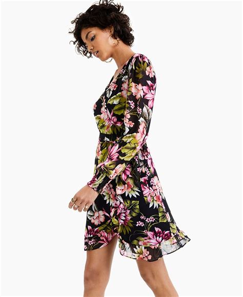 Bar Iii Floral Print Wrap Dress Created For Macys Macys