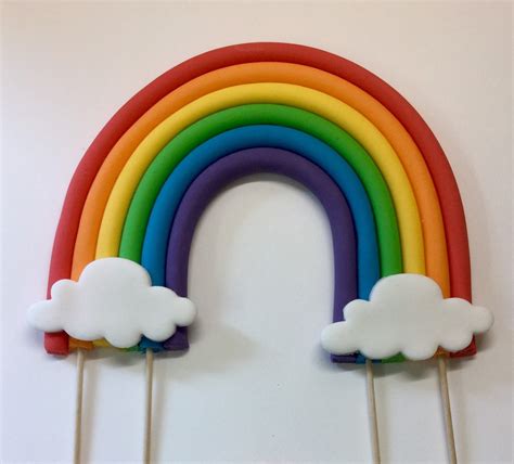 Edible Rainbow Cake Topper Decoration. Sugar Paste Fondant. - Etsy