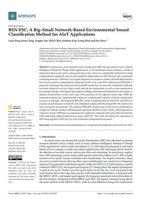 PDF BSN ESC A BigSmall Network Based Environmental Sound