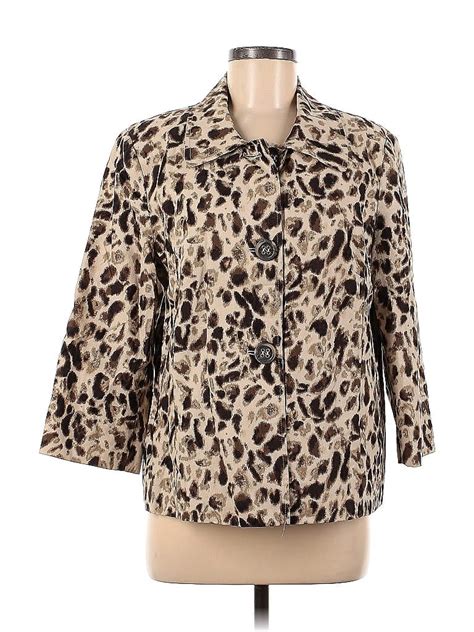 Sag Harbor Animal Print Brown Coat Size M 55 Off Thredup