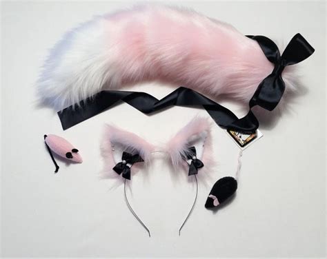 Pink Cat Ears and Tail-realistic Cat Ears and Tail-cat Ear Headband-lolita-cat Ears-cat Headband ...