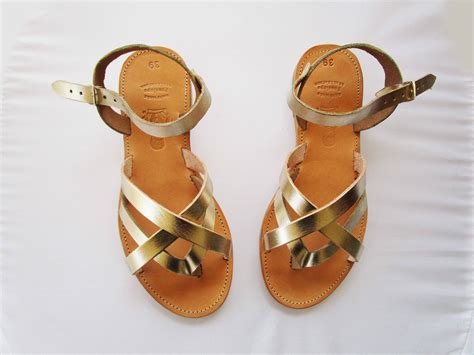 Sandalias De Cuero De Oro Sandalias Griegas Antiguas Etsy