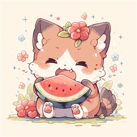 Premium Photo Cute Cat With Watermelon