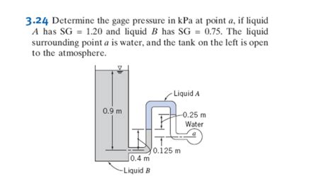 Solved Determine The Gage Pressure In Kpa At Point A Chegg