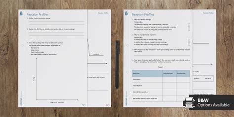 Reaction Profiles Worksheet Teacher Made