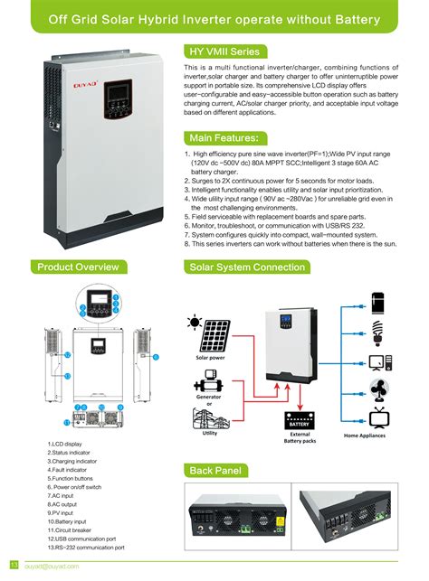 Off Grid Solar Hybrid Inverter Operate Without Battery