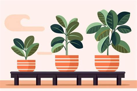 Premium Photo A Row Of Potted Plants Sitting On Top Of A Wooden Bench