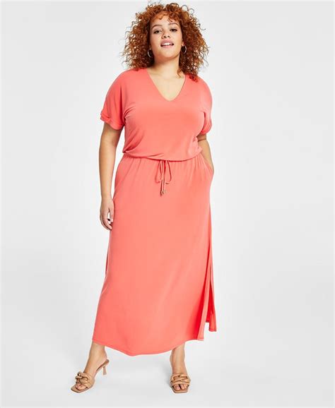 I N C International Concepts Plus Size V Neck Dolman Sleeve Maxi Dress