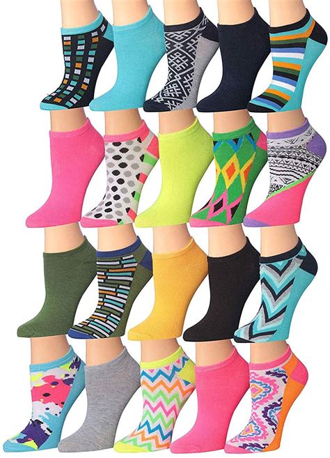 Colorfut Womens 20 Pairs Colorful Patterned Low Cutno Show Socks Ns72 74