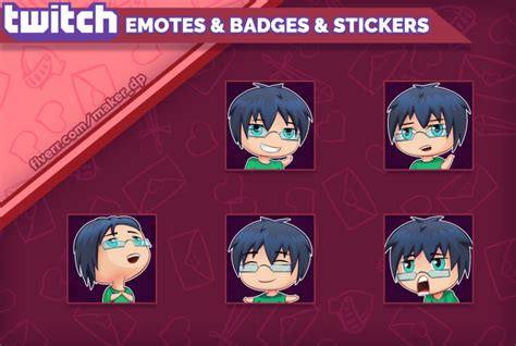 Create Cute Custom Design Emotes Badges And Sticker For Twitch