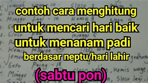 Contoh Cara Menghitung Mencari Hari Baik Untuk Menanam Padi Berdasar