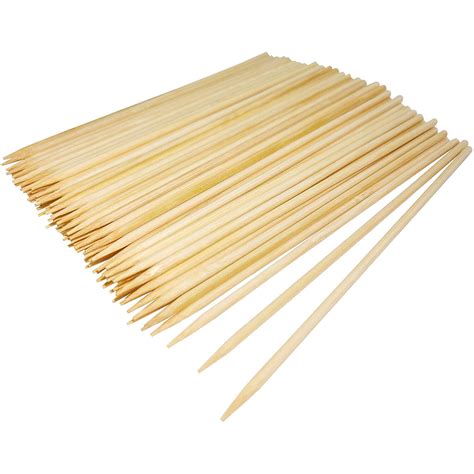 100 Wooden Skewers Bamboo BBQ Flat Barbecue Sticks Grill Fondue Kebab