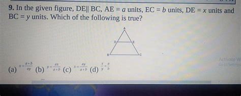 In The Given Figure Debc Ae A Units Ec B Units De X Units And Bc Y