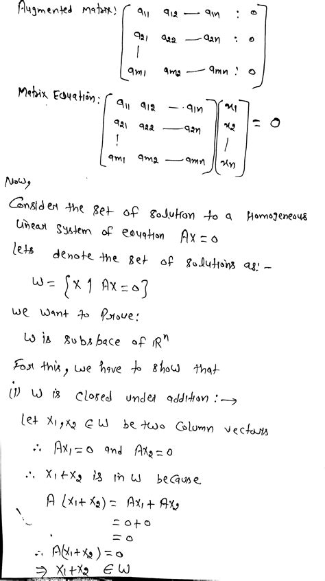 Solved Prove The Solution Set Of A Homogeneous Linear System Ax 0