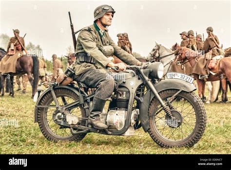 German Bmw Motorcycle During Wwii Battle Of Lomianki Historical