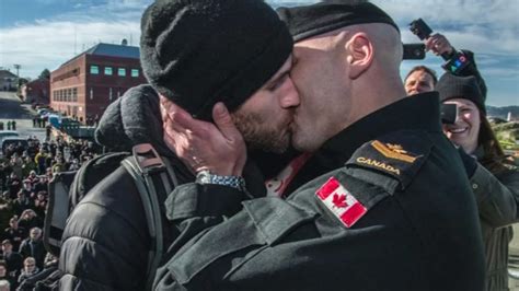 Same Sex Couple Share Traditional Canadian Naval First Kiss For The