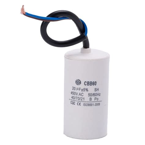 Cbb60 Run Capacitor 450V Ac 20Uf With Wire Lead Run Round Capacitor For