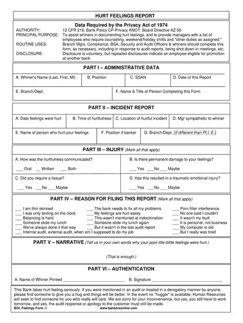 Hurt Feelings Report Template