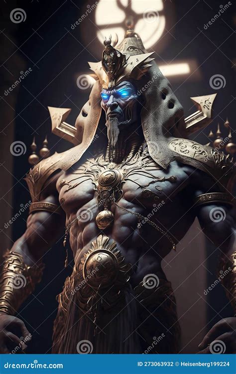Egyptian God Standing Tall In Cinematic Scene Digital Art Stock