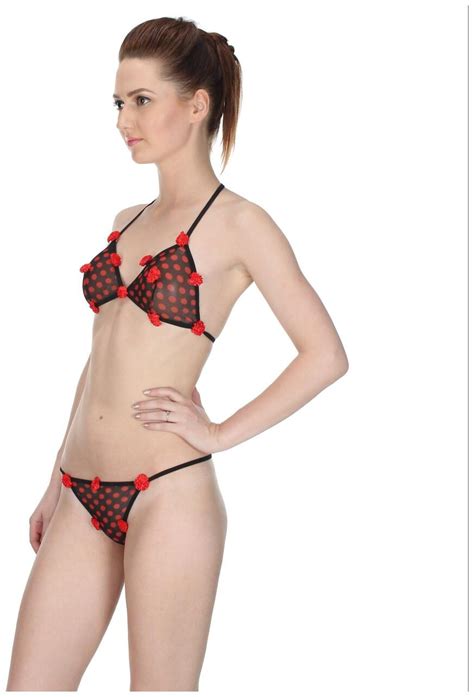 Buy Glus Hot Honeymoon ROSES Halter Bra Sleek G String Set Color Red Online At Low Prices In