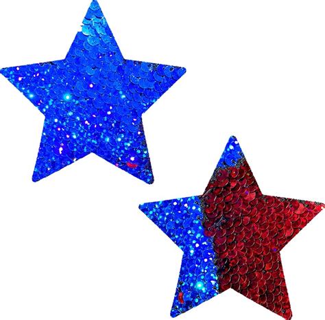 Neva Nude American Spirit Red Blue Flip Sequin Star Nipztix Pasties