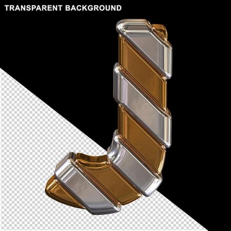 Letras douradas tiras diagonais prateadas 3d maiúscula j PSD Premium